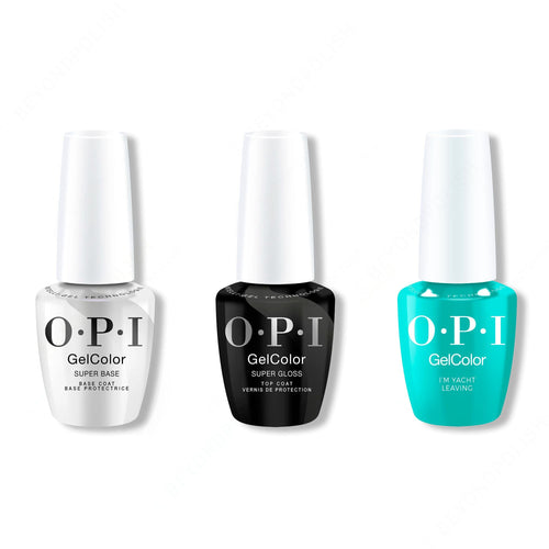 OPI GelColor Intelli-Gel Combo - Super Base Coat, Super Gloss Top Coat & I’m Yacht Leaving