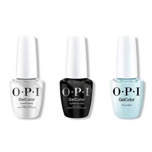 OPI GelColor Intelli-Gel Combo - Super Base Coat, Super Gloss Top Coat & It's a Boy!