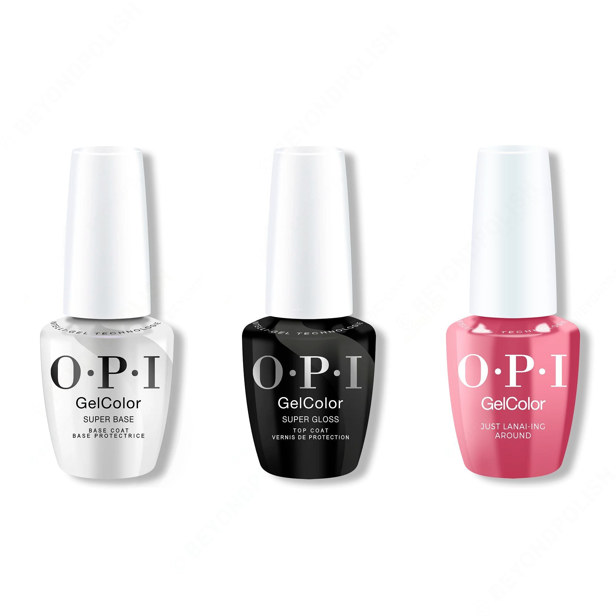 OPI GelColor Intelli-Gel Combo - Super Base Coat, Super Gloss Top Coat & Just Lanai-Ing Around - Gel Polish at Beyond Polish