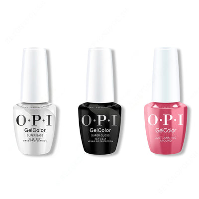 OPI GelColor Intelli-Gel Combo - Super Base Coat, Super Gloss Top Coat & Just Lanai-Ing Around - Gel Polish at Beyond Polish