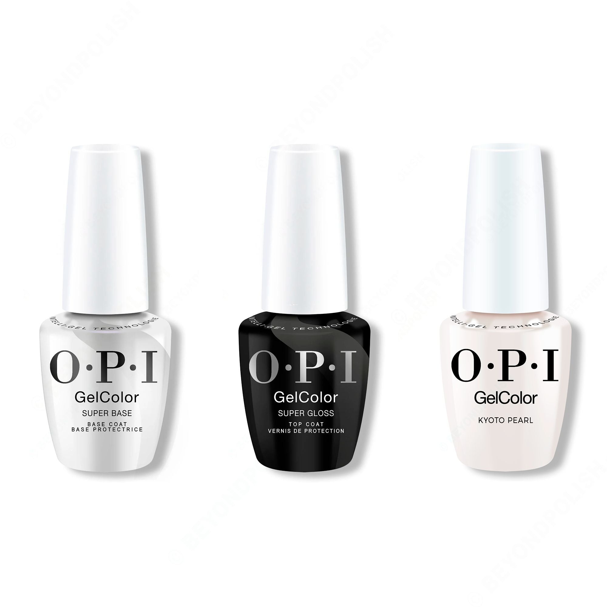 OPI GelColor Intelli-Gel Combo - Super Base Coat, Super Gloss Top Coat & Kyoto Pearl - Gel Polish at Beyond Polish