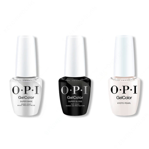 OPI GelColor Intelli-Gel Combo - Super Base Coat, Super Gloss Top Coat & Kyoto Pearl