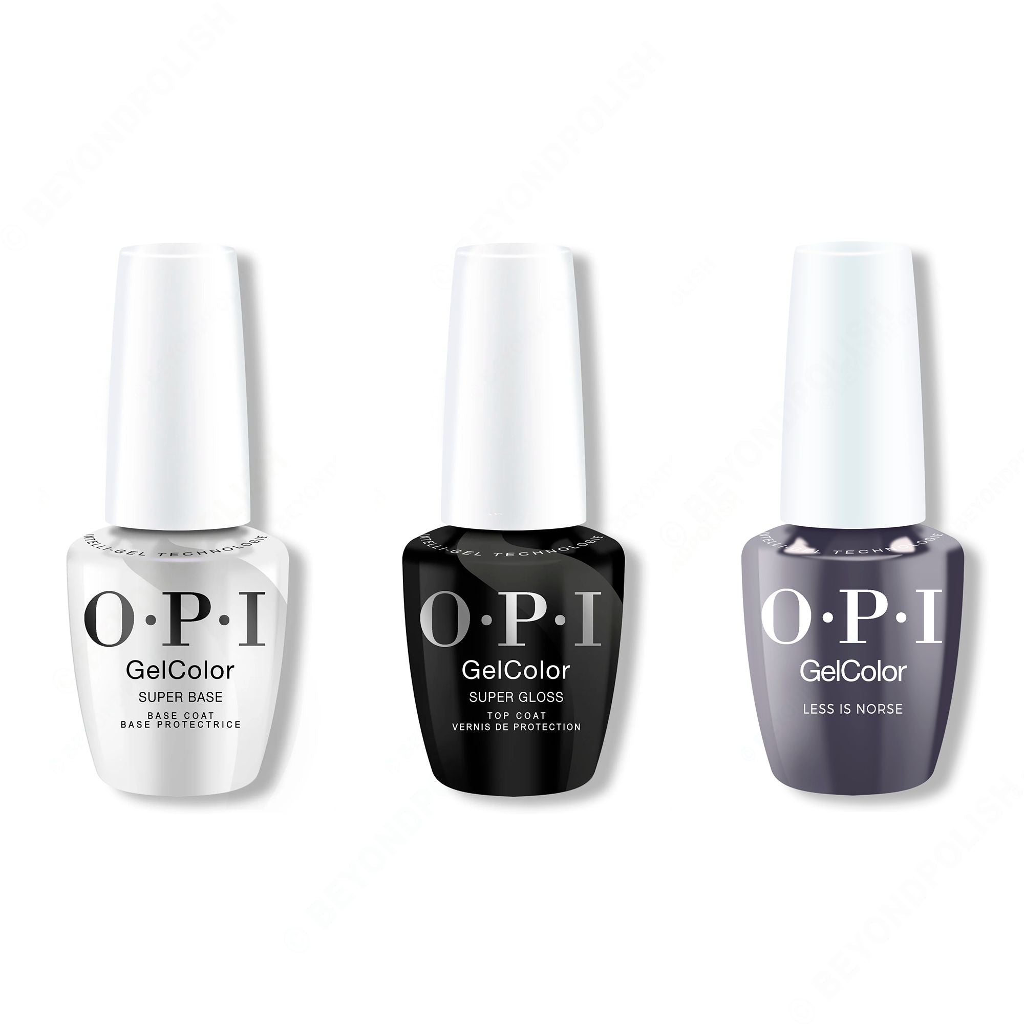 OPI GelColor Intelli-Gel Combo - Super Base Coat, Super Gloss Top Coat & Less is Norse - Gel Polish at Beyond Polish