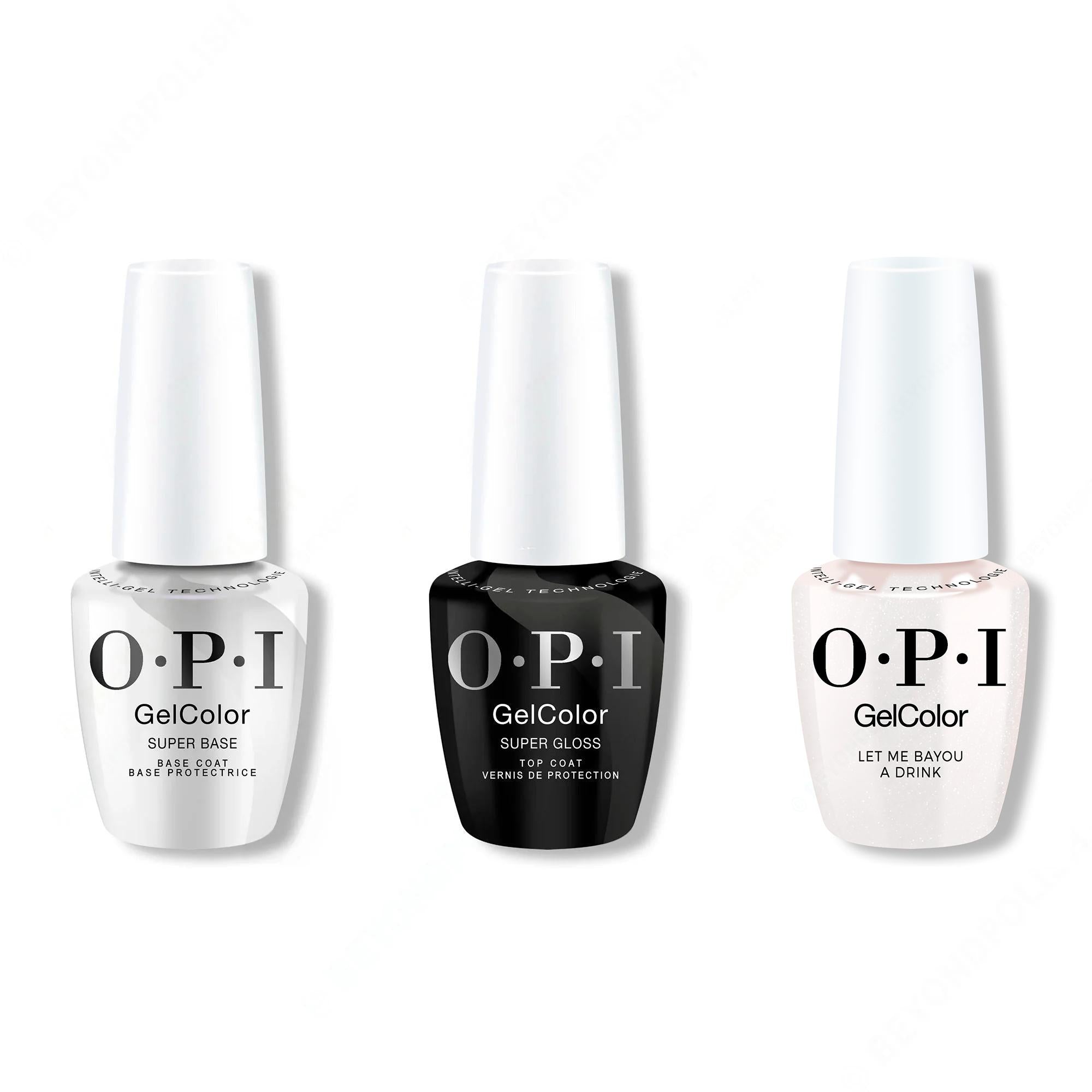 OPI GelColor Intelli-Gel Combo - Super Base Coat, Super Gloss Top Coat & Let Me Bayou a Drink - Gel Polish at Beyond Polish