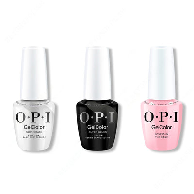 OPI GelColor Intelli-Gel Combo - Super Base Coat, Super Gloss Top Coat & Love Is In The Bare - Gel Polish at Beyond Polish
