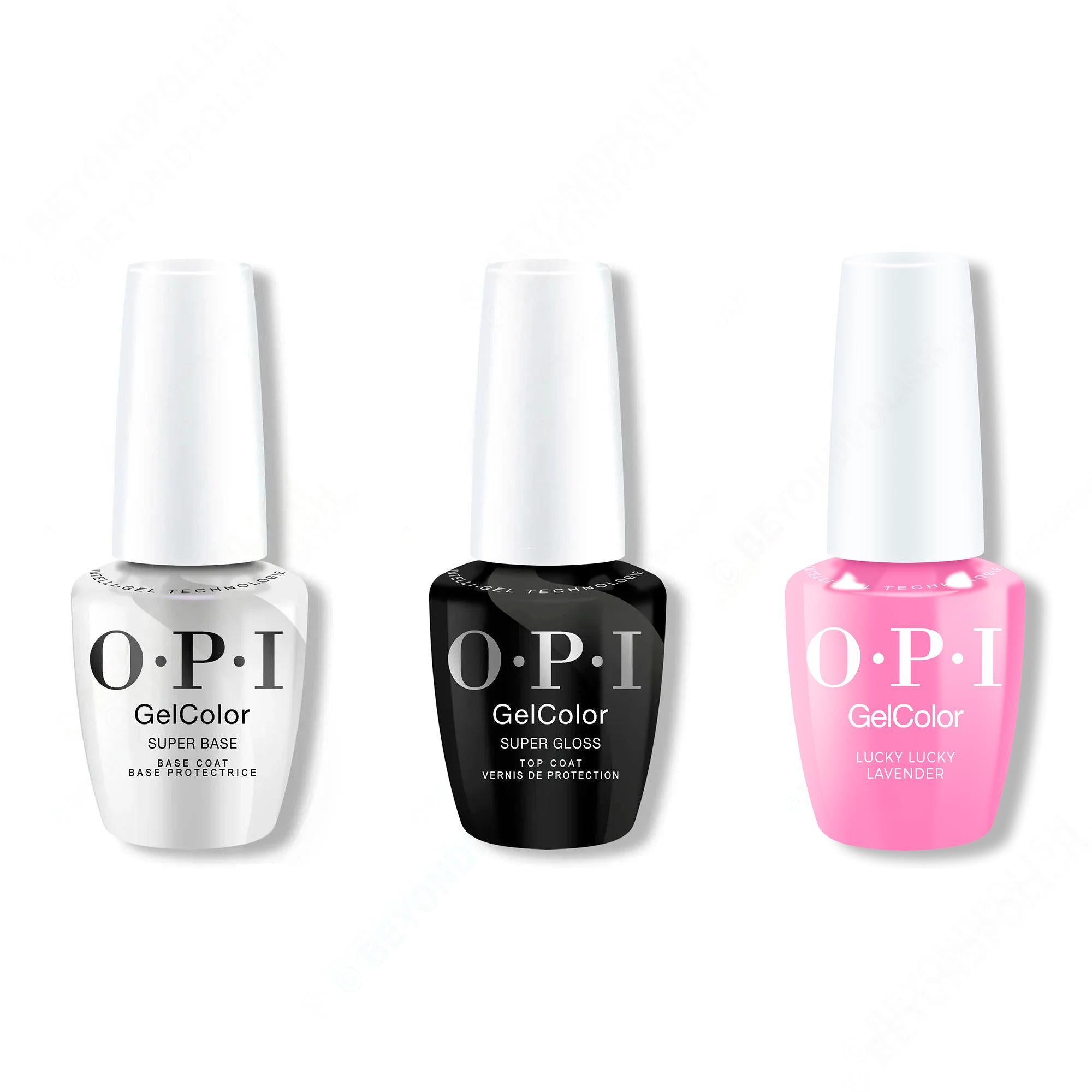 OPI GelColor Intelli-Gel Combo - Super Base Coat, Super Gloss Top Coat & Lucky Lucky Lavender 0.5 Oz - Gel Polish at Beyond Polish