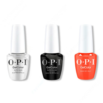 OPI GelColor Intelli-Gel Combo - Super Base Coat, Super Gloss Top Coat & Make ‘Em Jelly - Gel Polish at Beyond Polish