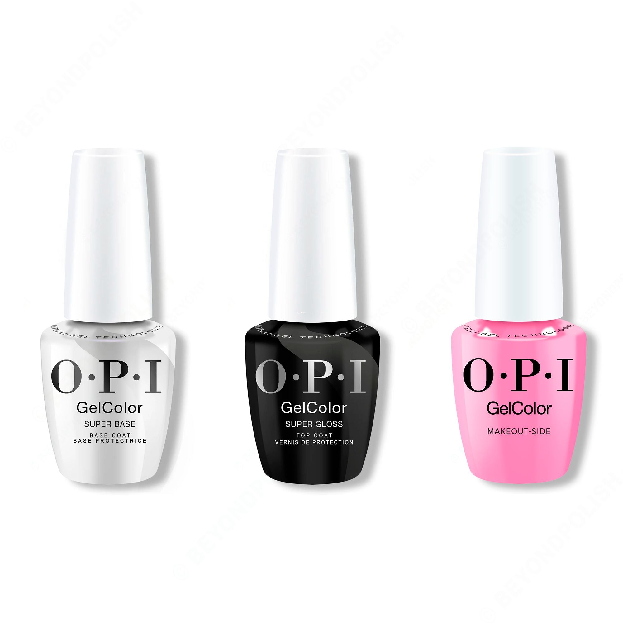 OPI GelColor Intelli-Gel Combo - Super Base Coat, Super Gloss Top Coat & Makeout-Side - Gel Polish at Beyond Polish