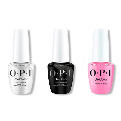 OPI GelColor Intelli-Gel Combo - Super Base Coat, Super Gloss Top Coat & Makeout-Side
