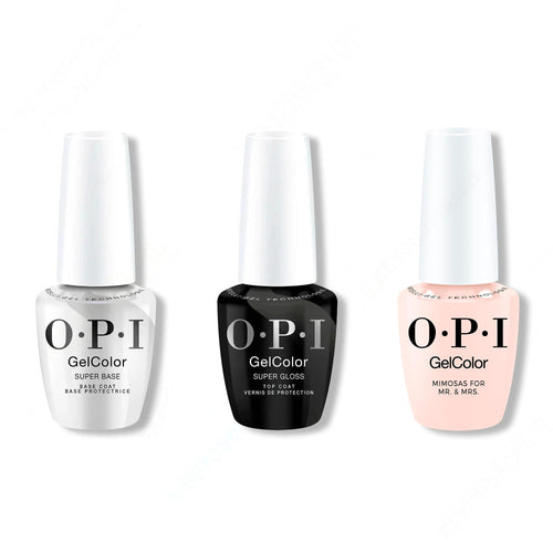 OPI GelColor Intelli-Gel Combo - Super Base Coat, Super Gloss Top Coat & Mimosas For The Mr. & Mrs. 0.5 Oz