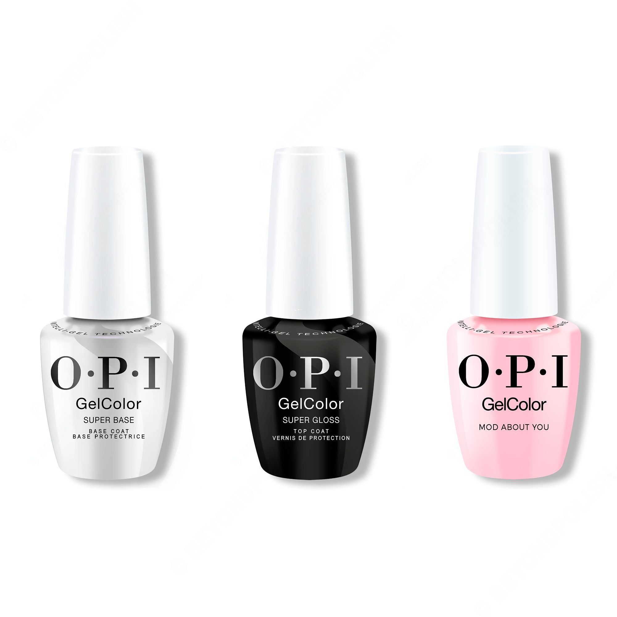 OPI GelColor Intelli-Gel Combo - Super Base Coat, Super Gloss Top Coat & Mod About You - Gel Polish at Beyond Polish