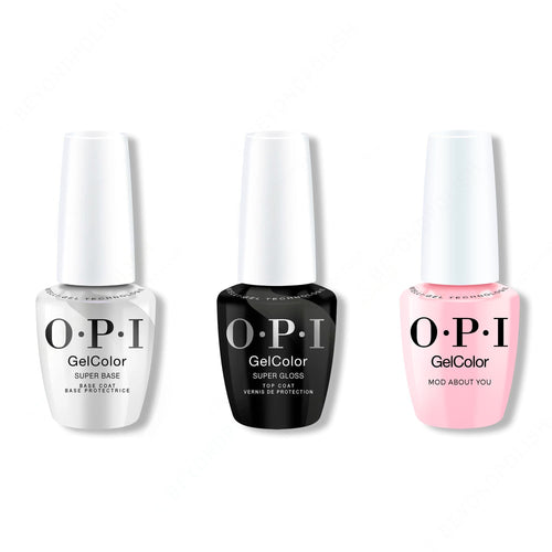OPI GelColor Intelli-Gel Combo - Super Base Coat, Super Gloss Top Coat & Mod About You