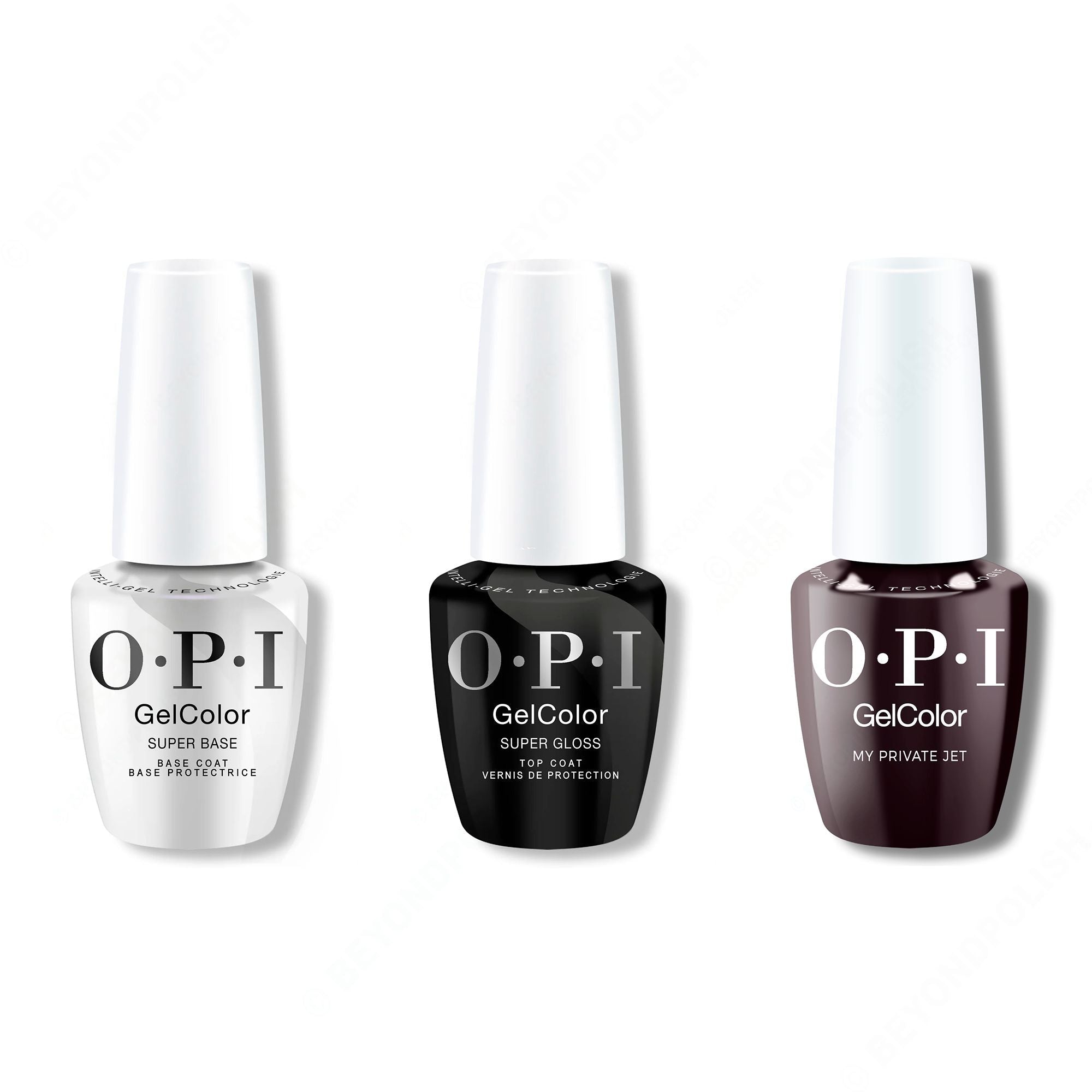 OPI GelColor Intelli-Gel Combo - Super Base Coat, Super Gloss Top Coat & My Private Jet - Gel Polish at Beyond Polish