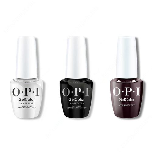 OPI GelColor Intelli-Gel Combo - Super Base Coat, Super Gloss Top Coat & My Private Jet