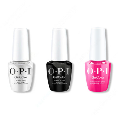 OPI GelColor Intelli-Gel Combo - Super Base Coat, Super Gloss Top Coat & No Turning Back From Pink Street 0.5 Oz - Gel Polish at Beyond Polish