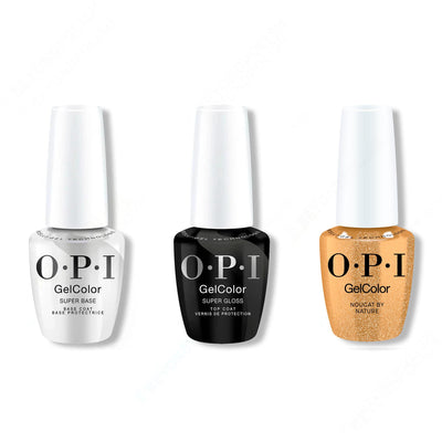 OPI GelColor Intelli-Gel Combo - Super Base Coat, Super Gloss Top Coat & Nougat by Nature - Gel Polish at Beyond Polish