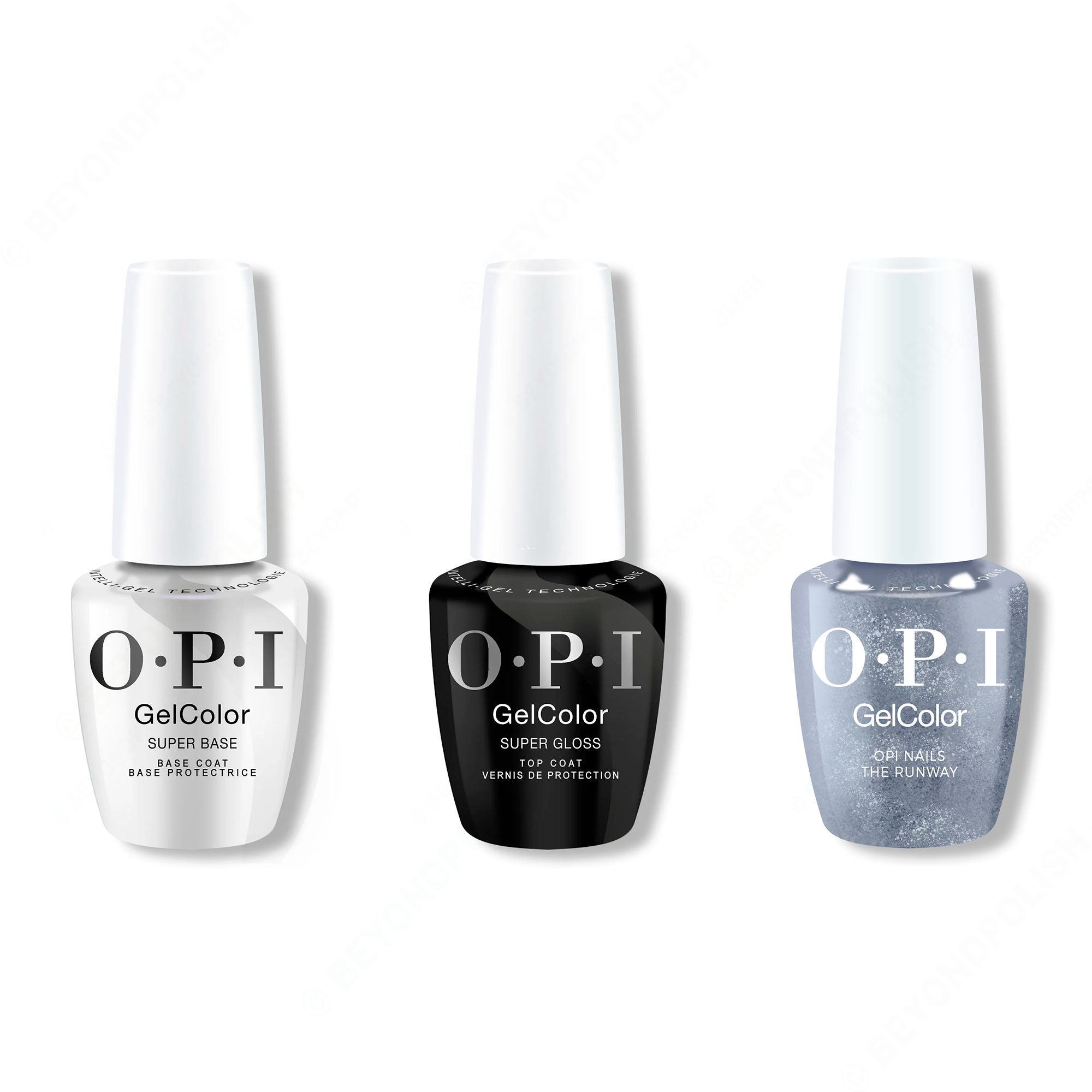 OPI GelColor Intelli-Gel Combo - Super Base Coat, Super Gloss Top Coat & OPI Nails the Runway - Gel Polish at Beyond Polish
