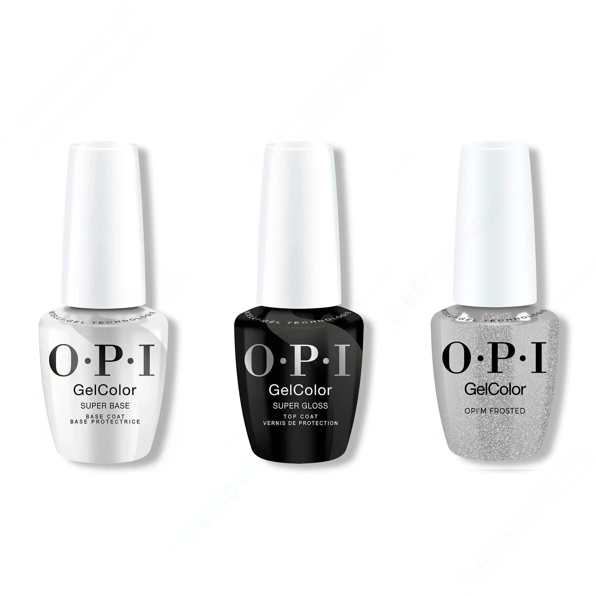 OPI GelColor Intelli-Gel Combo - Super Base Coat, Super Gloss Top Coat & OPI’m Frosted - Gel Polish at Beyond Polish