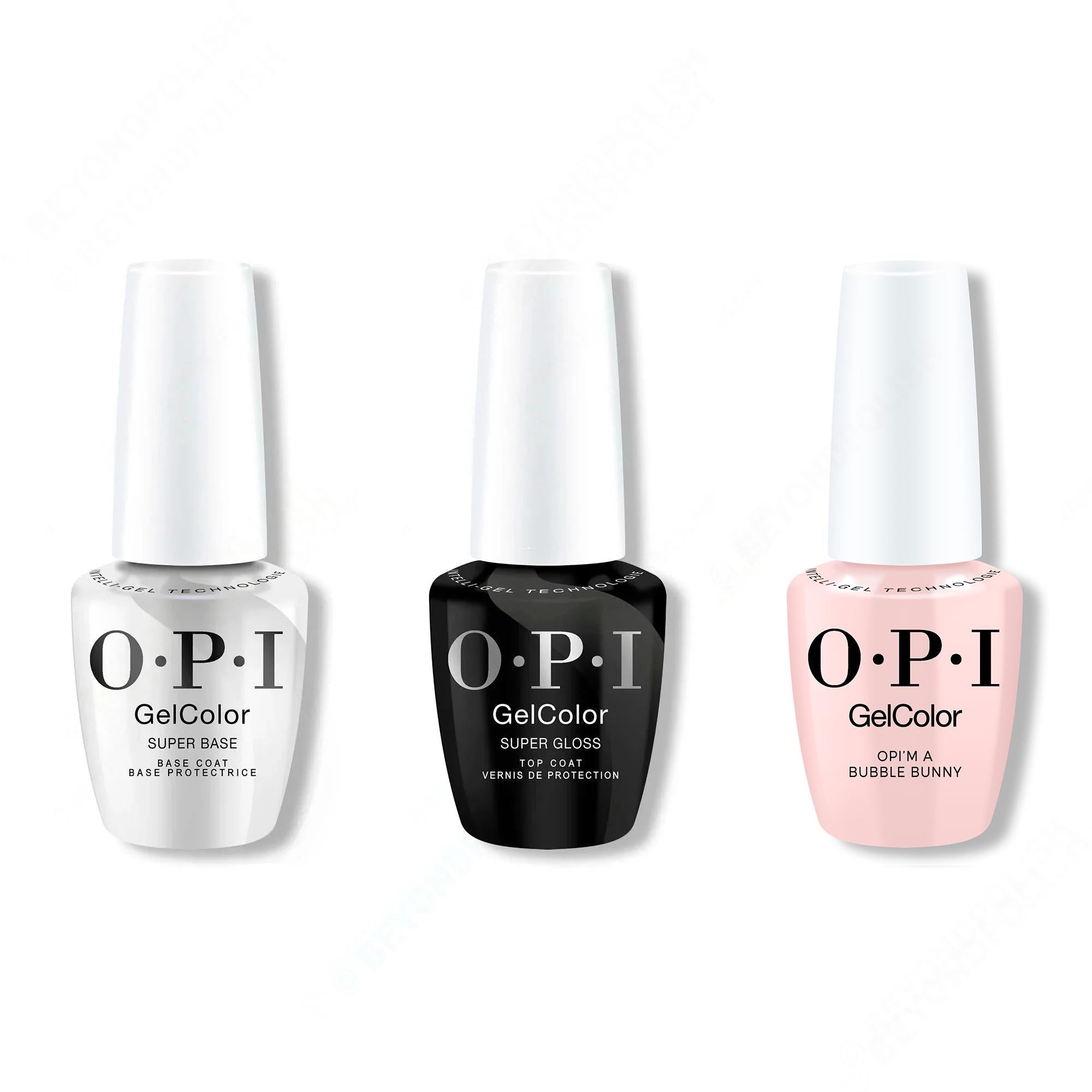 OPI GelColor Intelli-Gel Combo - Super Base Coat, Super Gloss Top Coat & OPI'm a Bubble Bunny - OPIcons Spring 2026 - Gel Polish at Beyond Polish