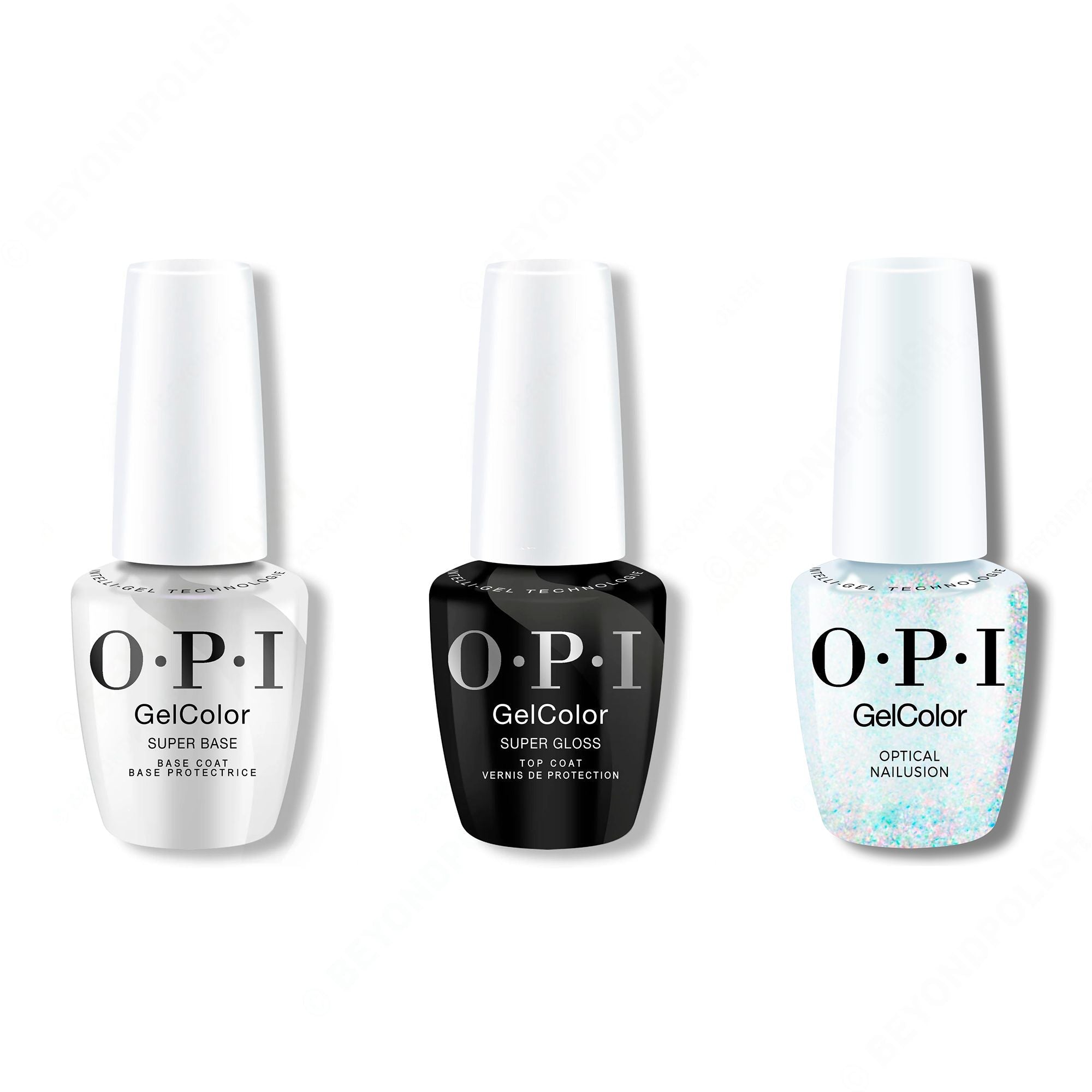 OPI GelColor Intelli-Gel Combo - Super Base Coat, Super Gloss Top Coat & Optical Nailusion - Gel Polish at Beyond Polish
