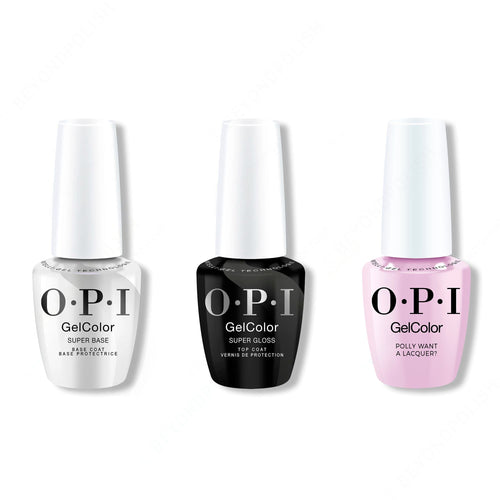 OPI GelColor Intelli-Gel Combo - Super Base Coat, Super Gloss Top Coat & Polly Want A Lacquer?