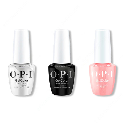OPI GelColor Intelli-Gel Combo - Super Base Coat, Super Gloss Top Coat & Princesses Rule!