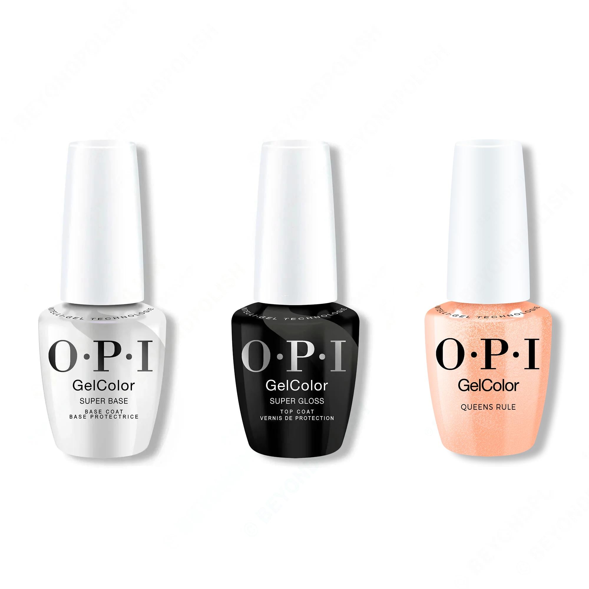 OPI GelColor Intelli-Gel Combo - Super Base Coat, Super Gloss Top Coat & Queens Rule - OPIcons Spring 2026 - Gel Polish at Beyond Polish