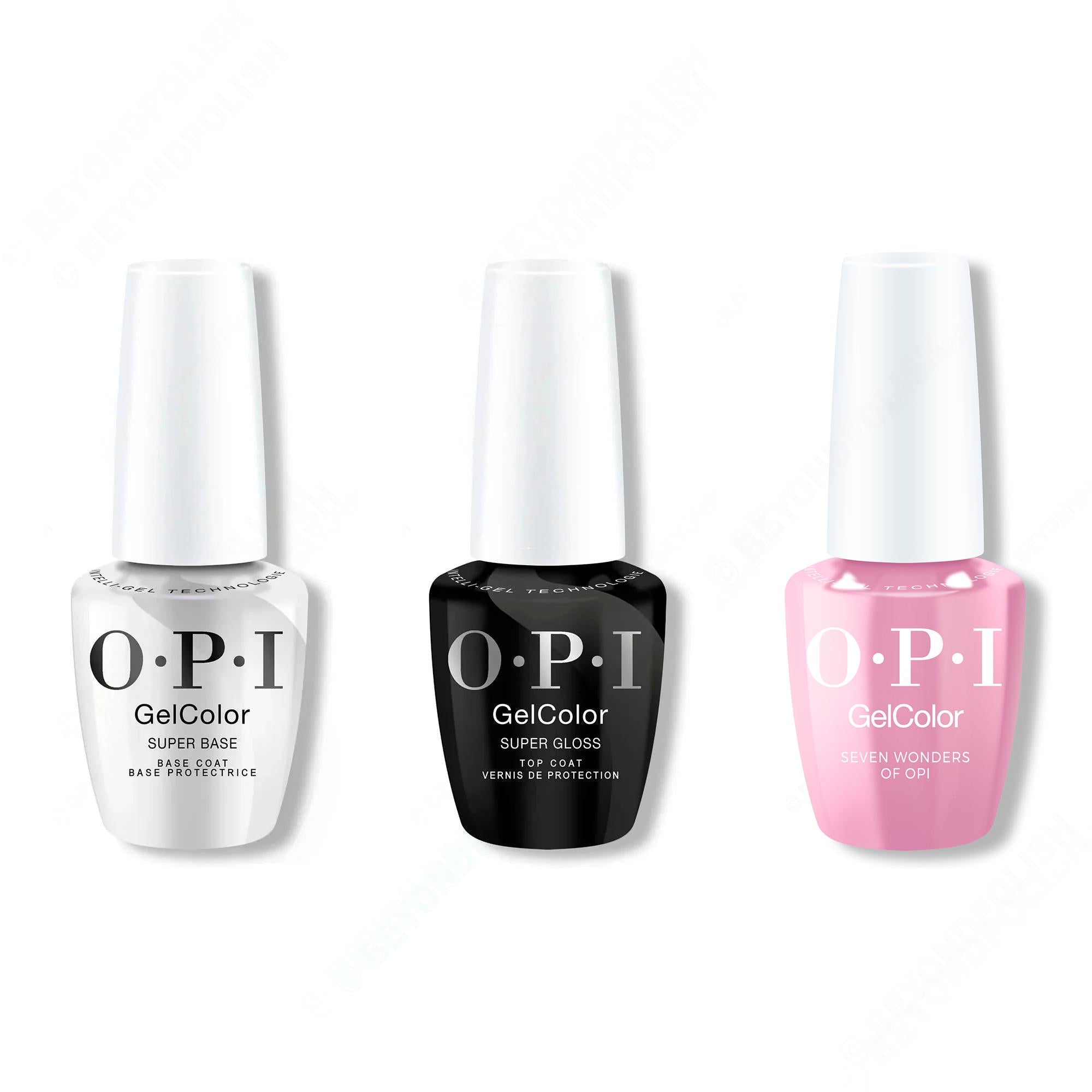 OPI GelColor Intelli-Gel Combo - Super Base Coat, Super Gloss Top Coat & Seven Wonders Of Opi 0.5 Oz - Gel Polish at Beyond Polish