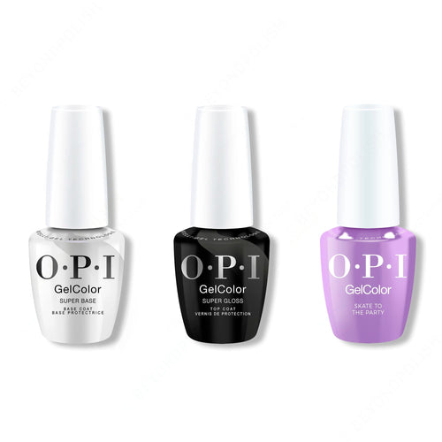 OPI GelColor Intelli-Gel Combo - Super Base Coat, Super Gloss Top Coat & Skate To The Party
