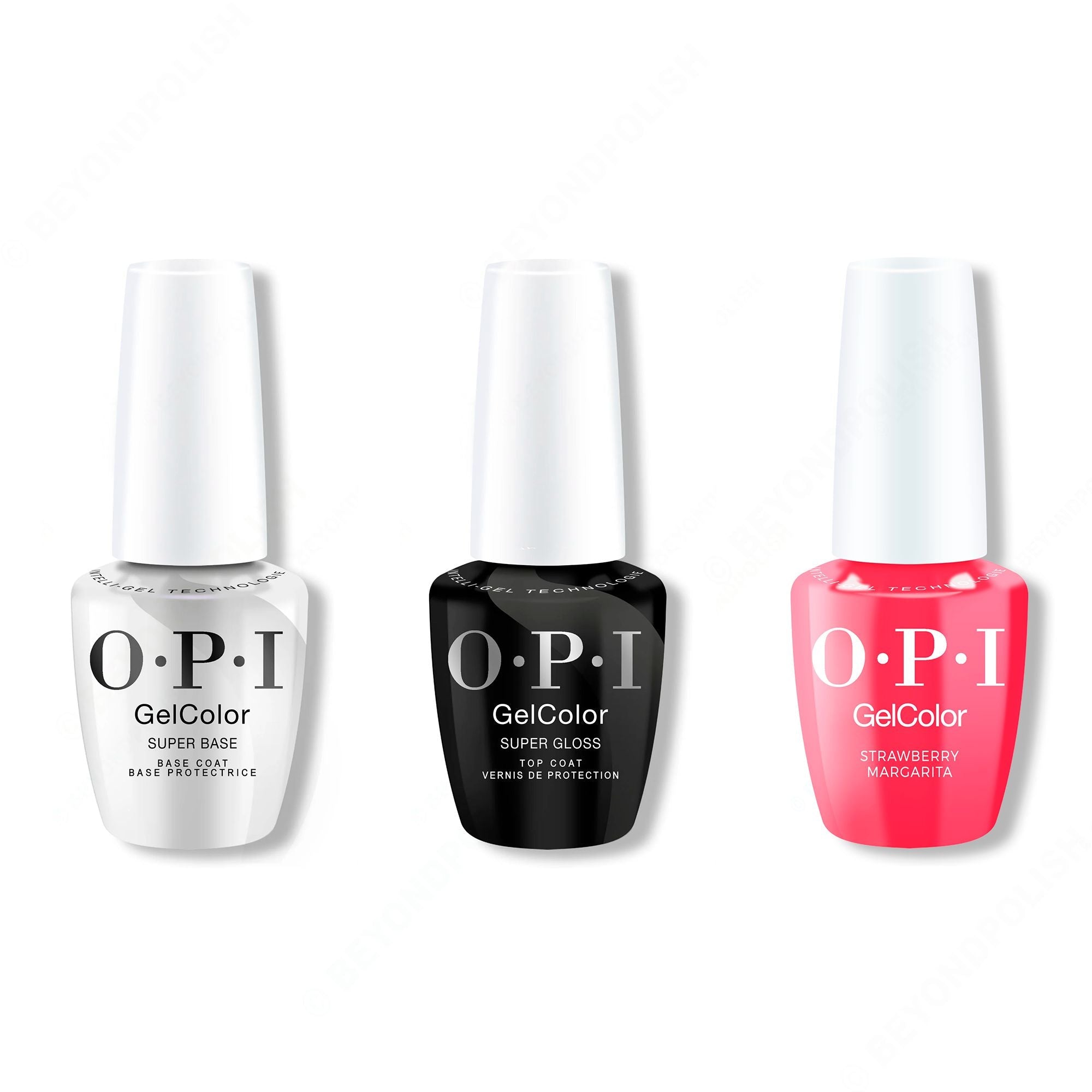 OPI GelColor Intelli-Gel Combo - Super Base Coat, Super Gloss Top Coat & Strawberry Margarita - Gel Polish at Beyond Polish
