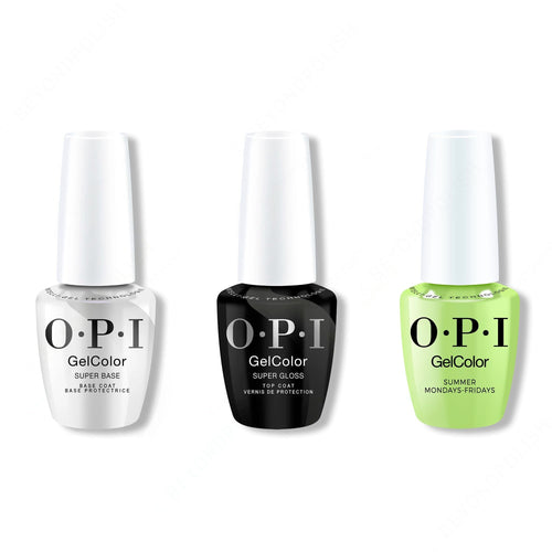OPI GelColor Intelli-Gel Combo - Super Base Coat, Super Gloss Top Coat & Summer Mondays-Fridays