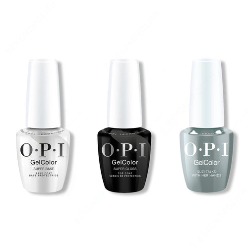 OPI GelColor Intelli-Gel Combo - Super Base Coat, Super Gloss Top Coat & Suzi Talks With Her Hands