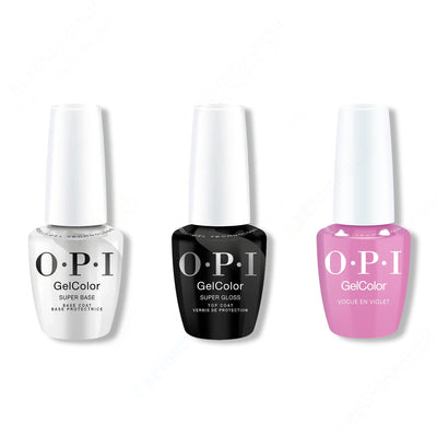 OPI GelColor Intelli-Gel Combo - Super Base Coat, Super Gloss Top Coat & Vogue en Violet - Gel Polish at Beyond Polish
