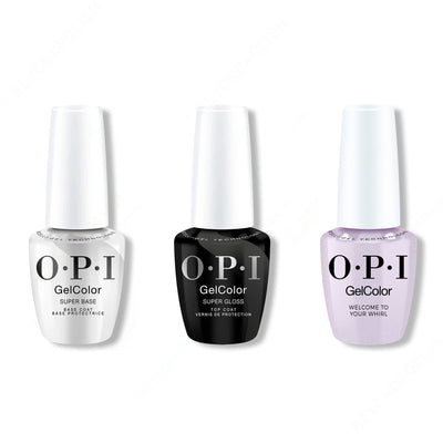 OPI GelColor Intelli-Gel Combo - Super Base Coat, Super Gloss Top Coat & Welcome to Your Whirl - Gel Polish at Beyond Polish