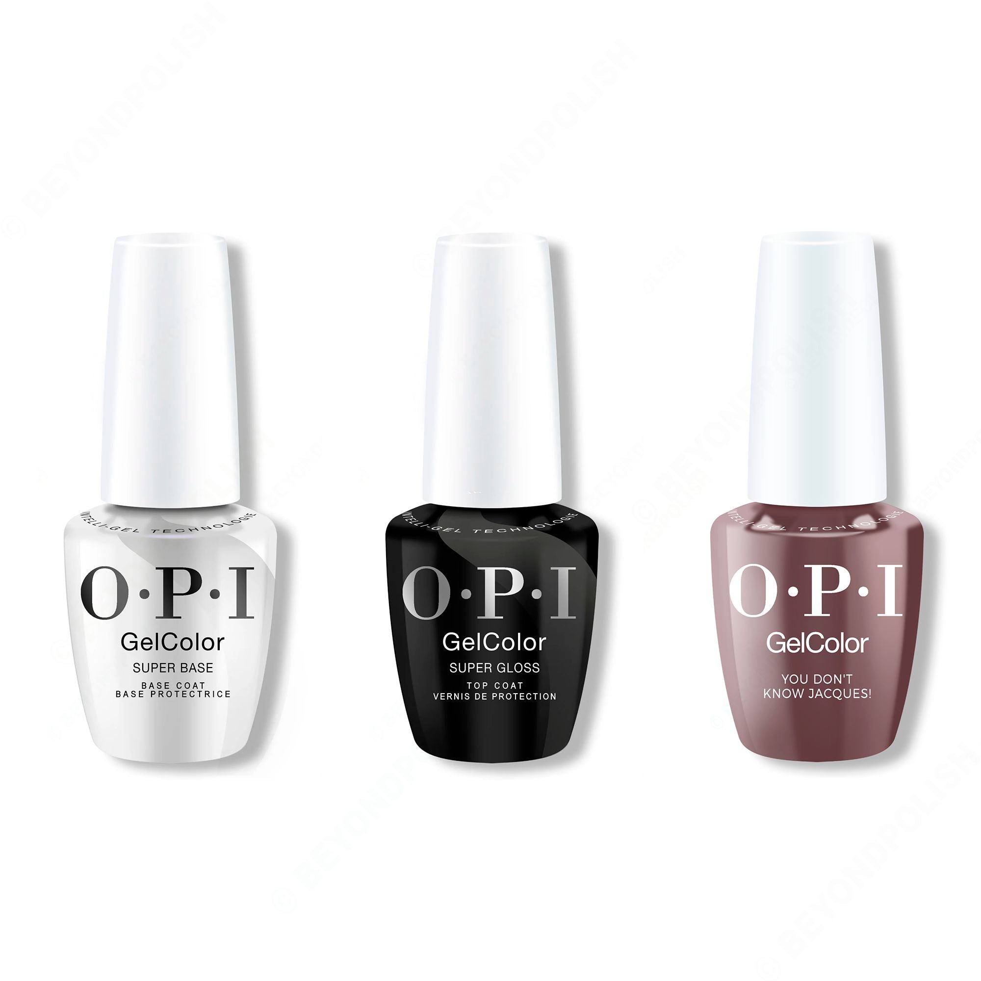 OPI GelColor Intelli-Gel Combo - Super Base Coat, Super Gloss Top Coat & You Don't Know Jacques! - Gel Polish at Beyond Polish