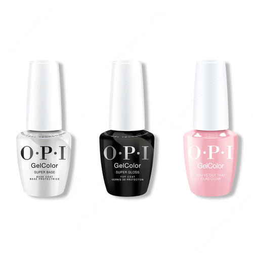 OPI GelColor Intelli-Gel Combo - Super Base Coat, Super Gloss Top Coat & You’ve Got That Glas-glow