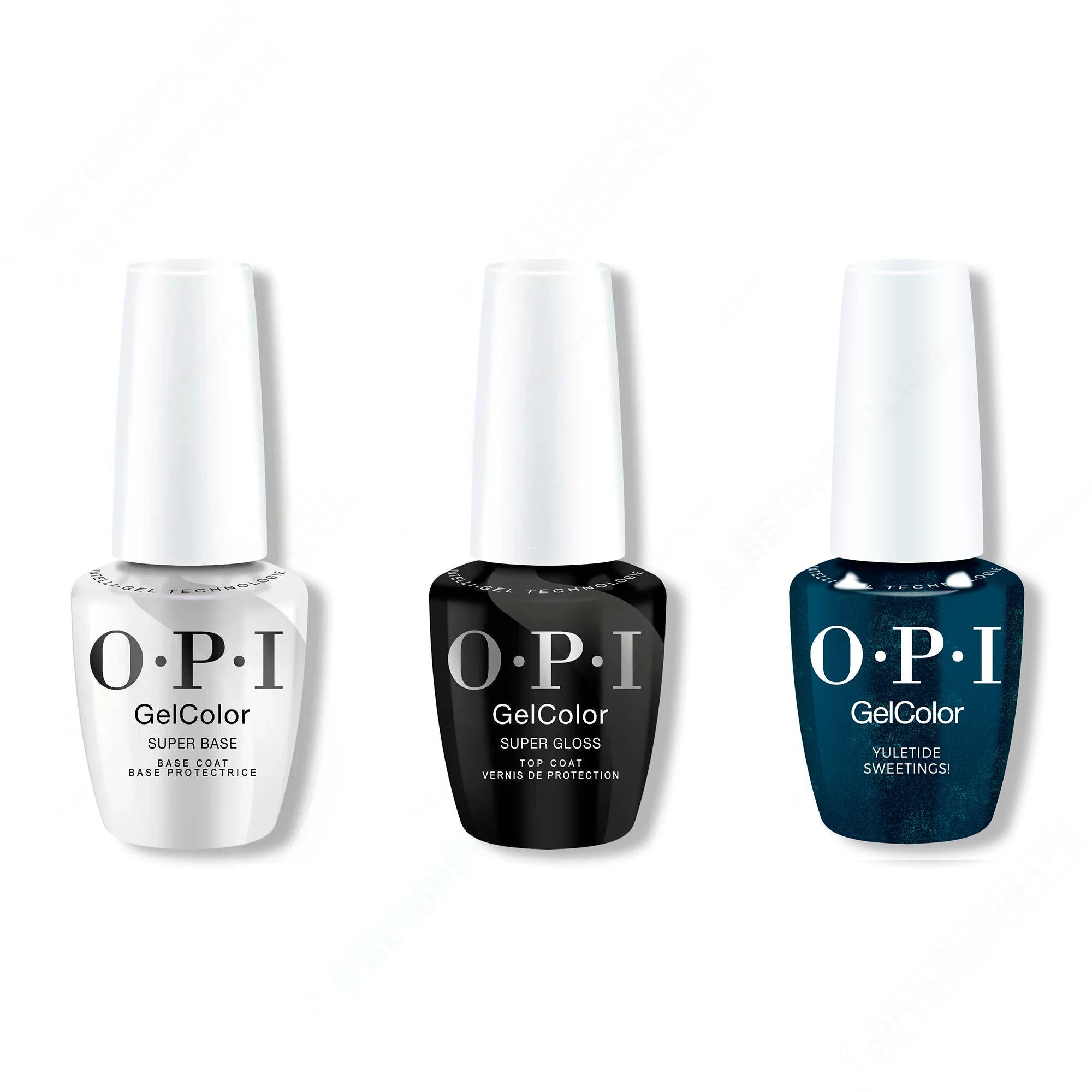 OPI GelColor Intelli-Gel Combo - Super Base Coat, Super Gloss Top Coat & Yuletide Sweetings! - Gel Polish at Beyond Polish