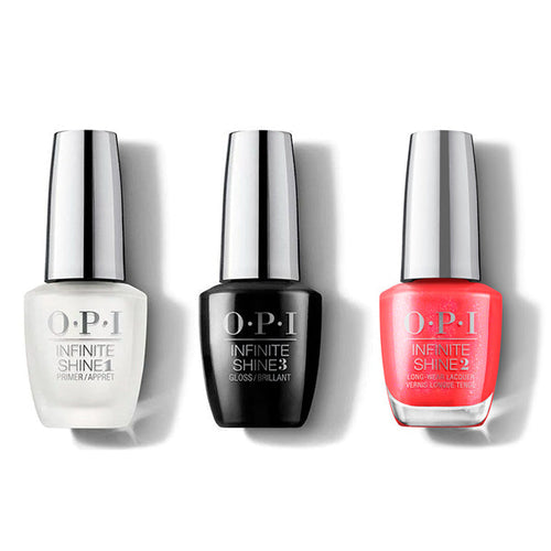 OPI - Infinite Shine Combo - Base, Top & Left Your Texts On Red