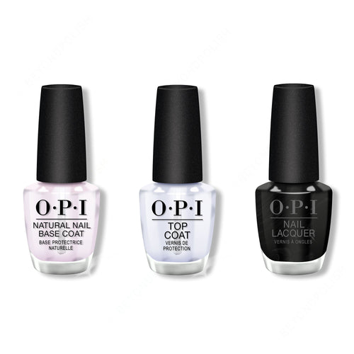 OPI - Nail Lacquer Combo - Base, Top & Black Onyx 0.5 oz - #NLT02
