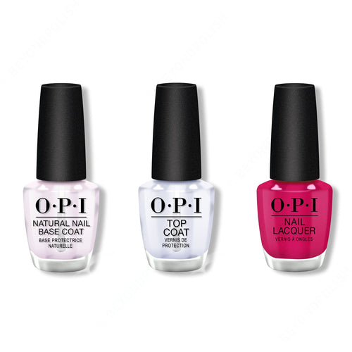 OPI - Nail Lacquer Combo - Base, Top & California Raspberry 0.5 oz - #NLL54