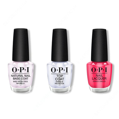 OPI - Nail Lacquer Combo - Base, Top & Charged Up Cherry 0.5 oz - #NLB35 - Nail Lacquer at Beyond Polish
