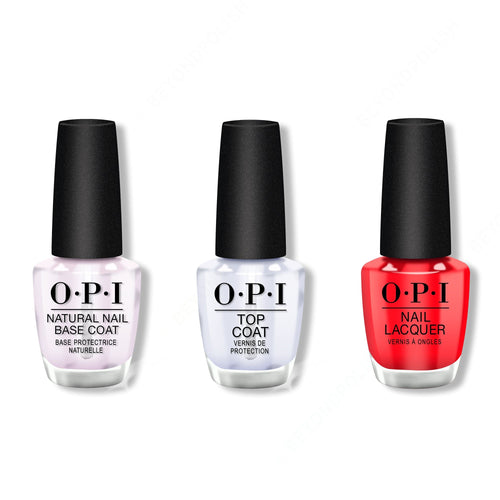 OPI - Nail Lacquer Combo - Base, Top & Coca-Cola Red 0.5 oz - #NLC13
