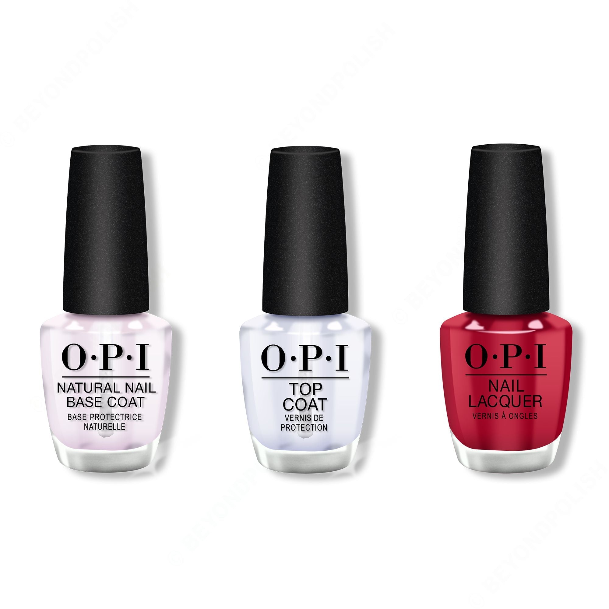 OPI - Nail Lacquer Combo - Base, Top & Color So Hot It Berns 0.5 oz - #NLZ13 - Nail Lacquer at Beyond Polish