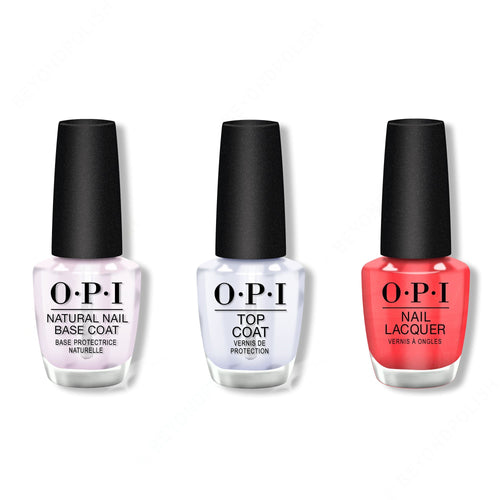 OPI - Nail Lacquer Combo - Base, Top & I Eat Mainely Lobster 0.5 oz - #NLT30