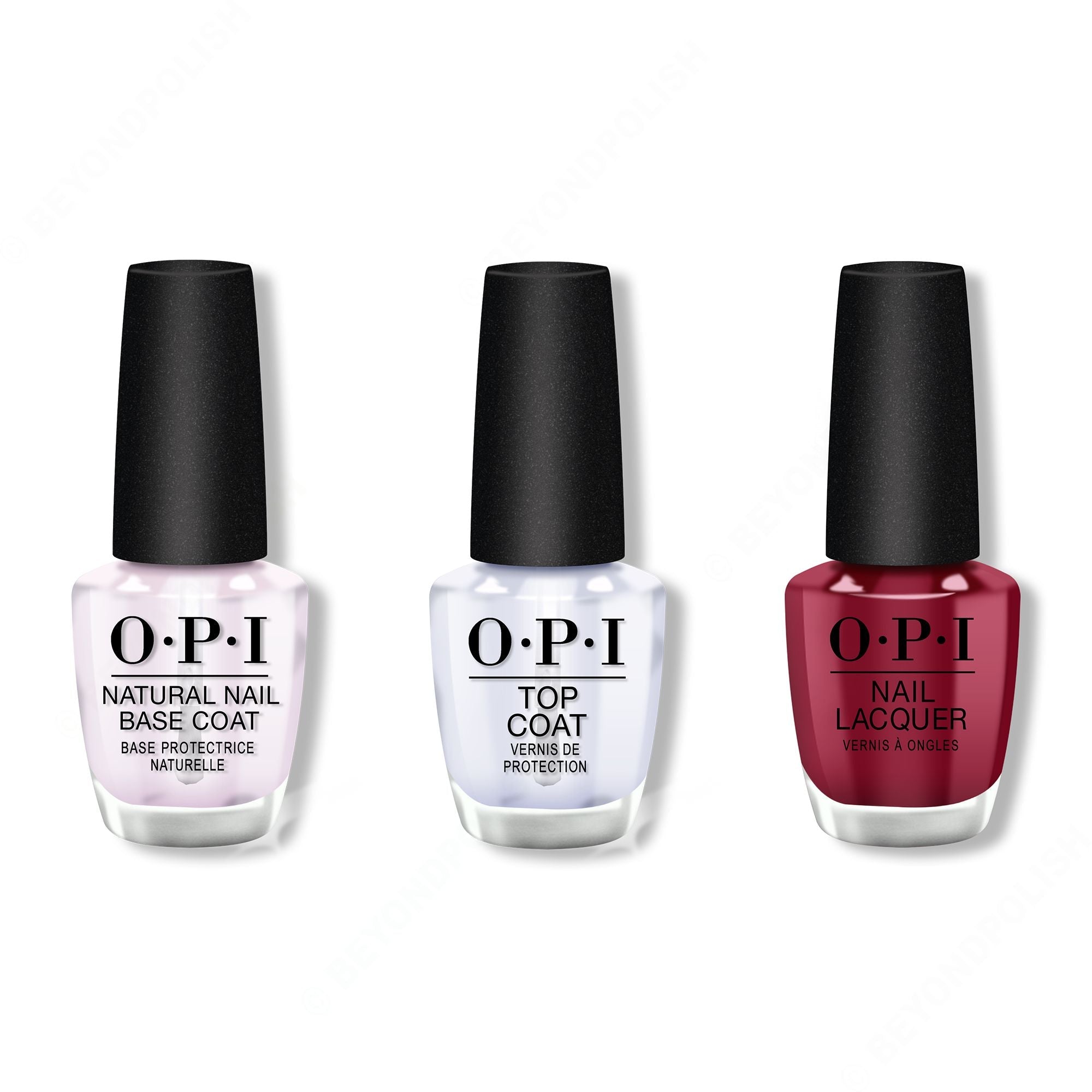 OPI - Nail Lacquer Combo - Base, Top & Miami Beet 0.5 oz - #NLB78 - Nail Lacquer at Beyond Polish