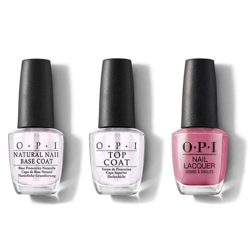 OPI - Nail Lacquer Combo - Base, Top & Not So Bora-Bora-ing Pink 0.5 oz - #NLS45
