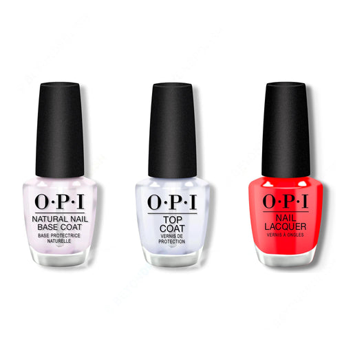 OPI - Nail Lacquer Combo - Base, Top & Red Velvet Vixen