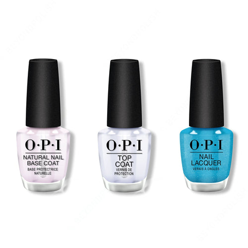OPI - Nail Lacquer Combo - Base, Top & Teal the Cows Come Home 0.5 oz - #NLB54