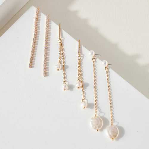 Pearl Dangling Earrings Set