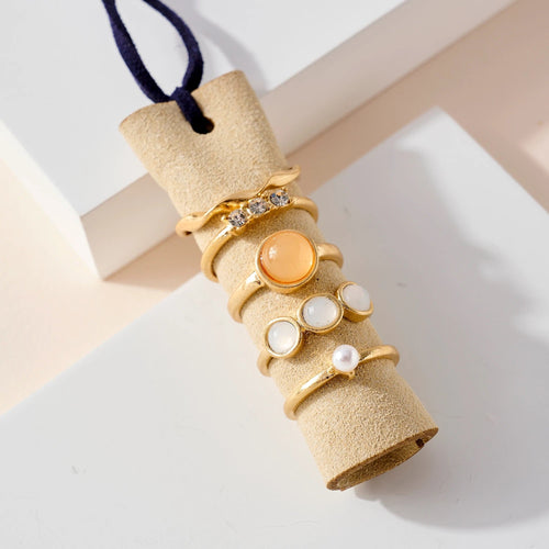 Pearl Stone 5 Rings Set